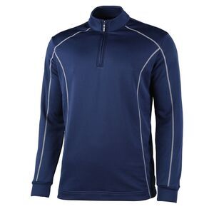Rhino Mens Casual Sports Athletic Seville 1/4 Zip Midlayer Breathable Top / Navy